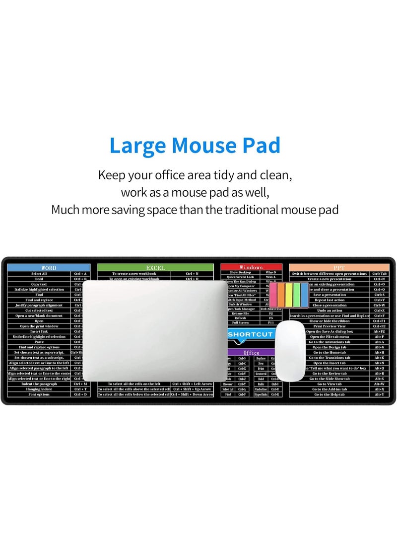 كمبيوتر مكتب باور بوينت إكسل وورد اختصارات لوحة المفاتيح لوحة مفاتيح ألعاب ماوس باد ماوس باد كبيرة ممتدة XL بحافة مخيطة ونعل مطاطي للمنزل أو المكتب (31.5 × 11.8 بوصة) - Image 4